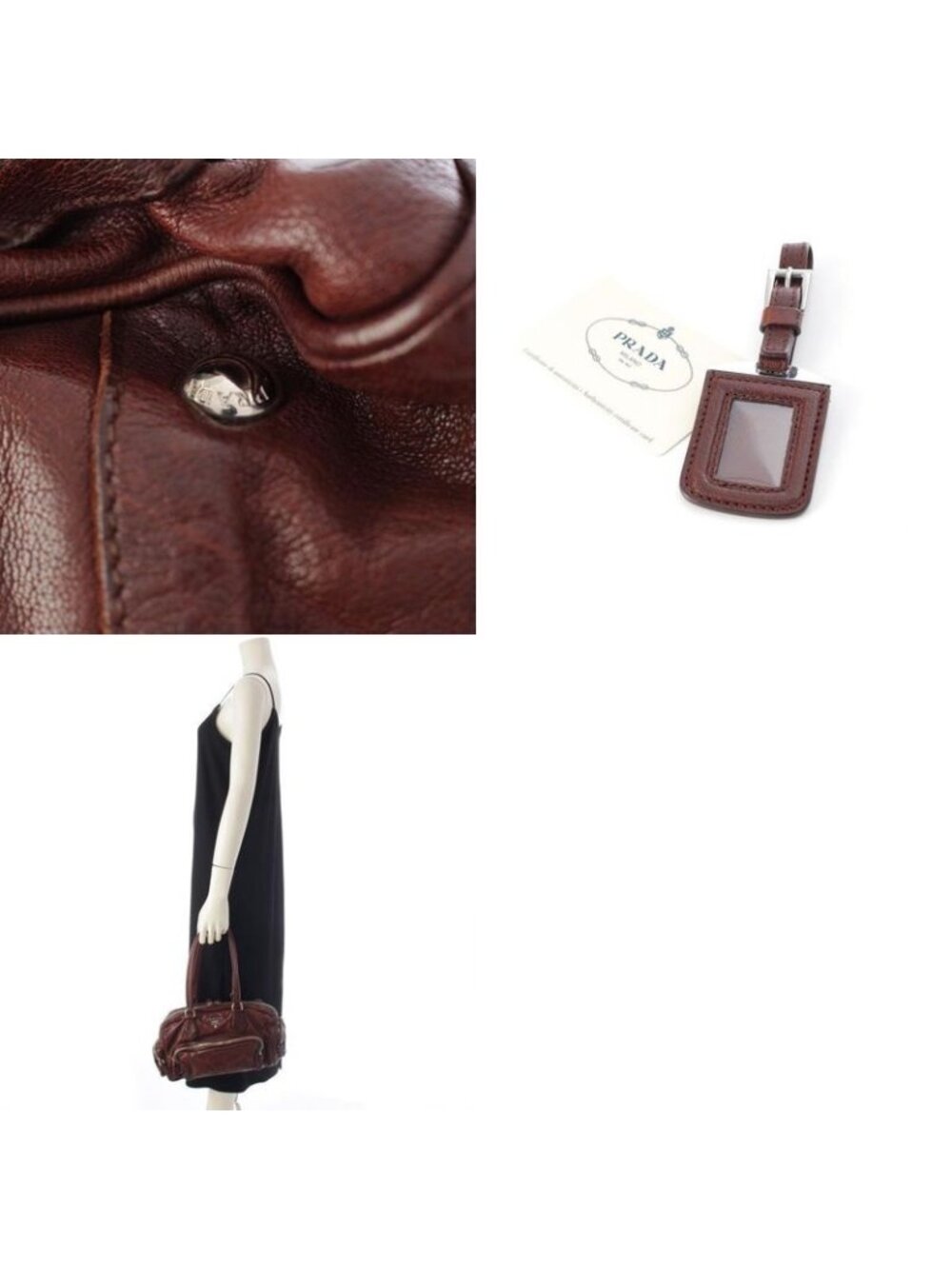 Prada Washed Leather Mini Boston Bag Brown - Picture 10 of 10